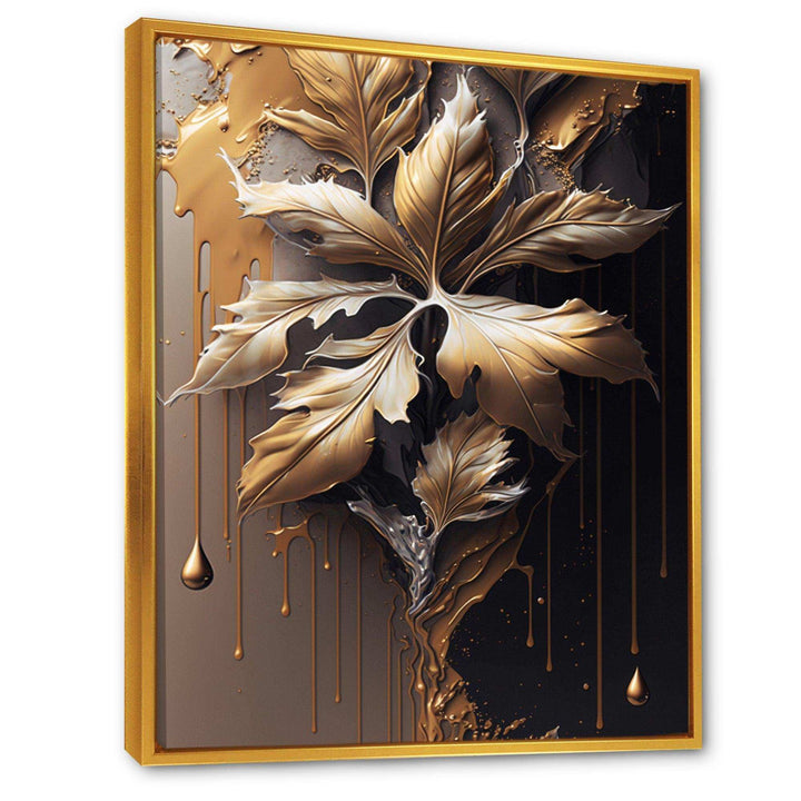 Gold Abstract Leaves I - Traditional Canvas Wall Art