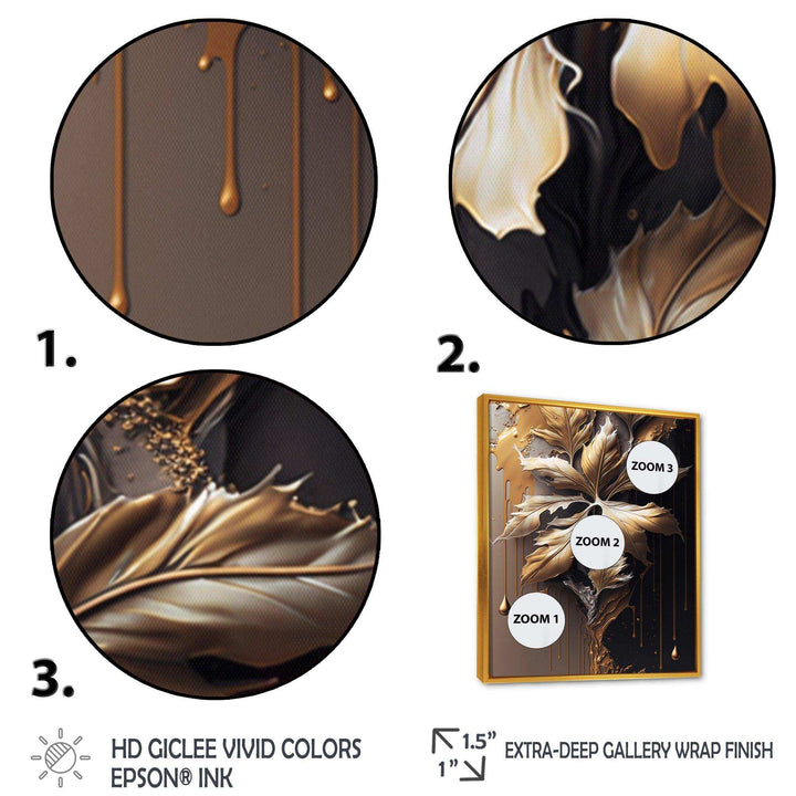 Gold Abstract Leaves I - Traditional Canvas Wall Art