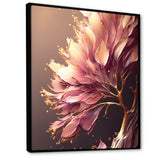 Abstract Pink And Gold Leaves IV Framed Canvas Vibrant Black - 1.5"Thick