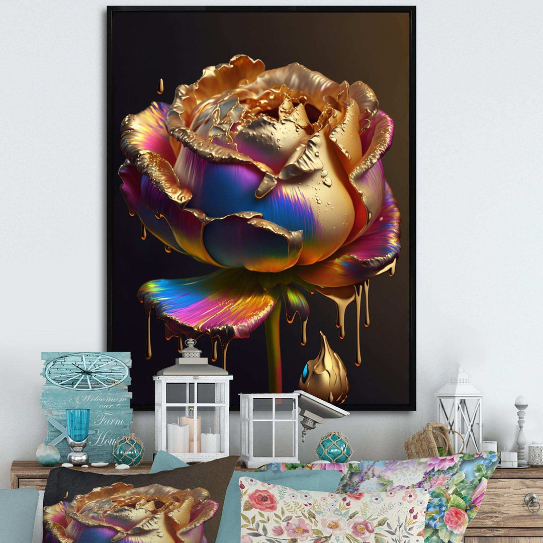 Rainbow Peony Liquid Gold Drips Hyper I
