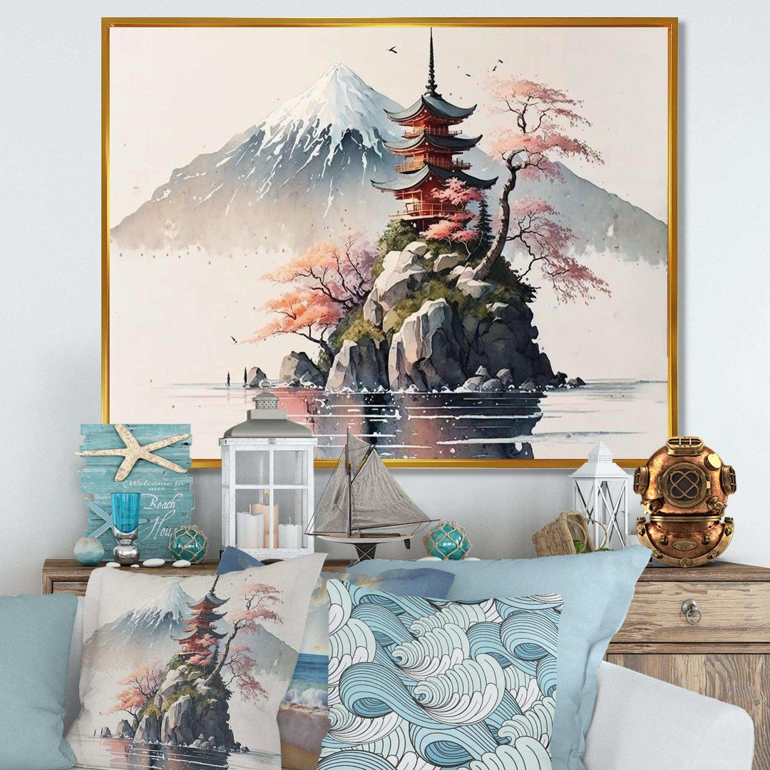 Japanese Landscape In Watercolor I