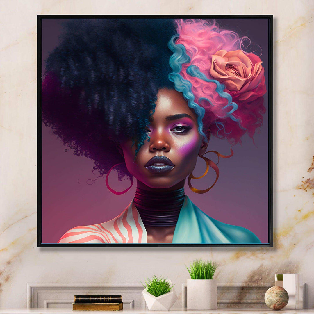 Pink And Blue African American Woman I