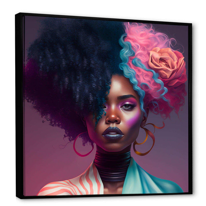 Pink And Blue African American Woman I