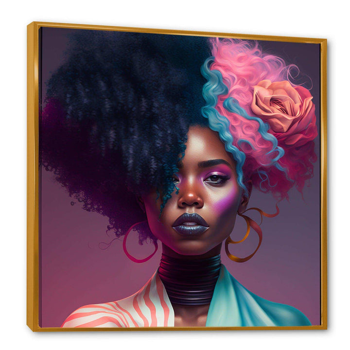Pink And Blue African American Woman I