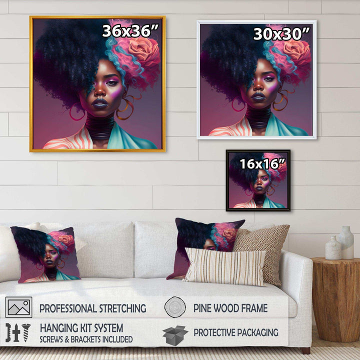 Pink And Blue African American Woman I