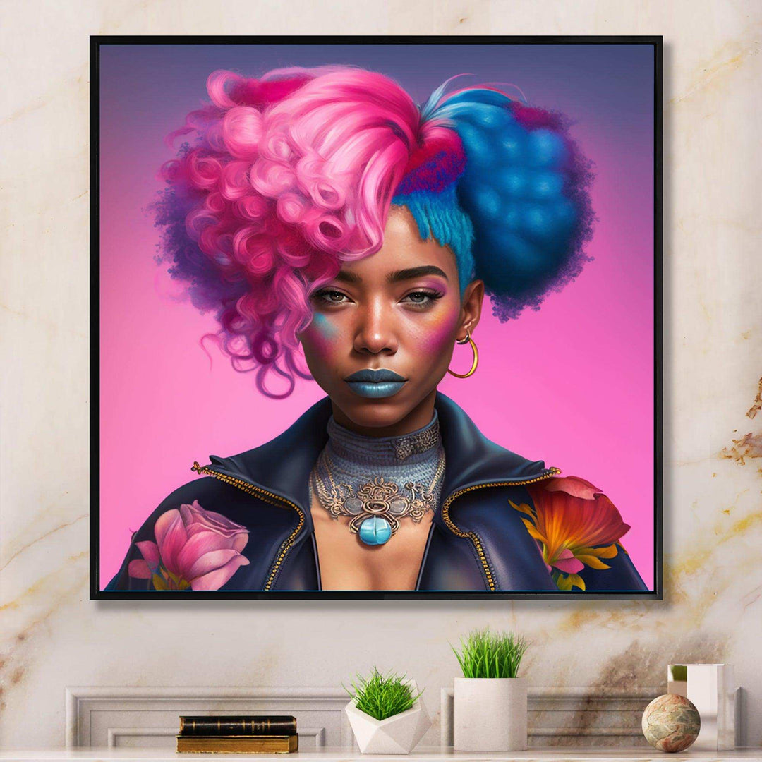 Pink And Blue African American Woman III