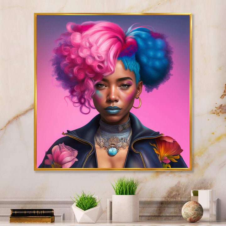 Pink And Blue African American Woman III