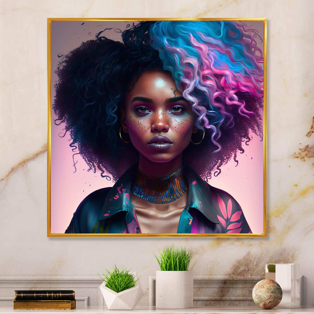 Fashion Hip Hop Girl In Pink And Blue III