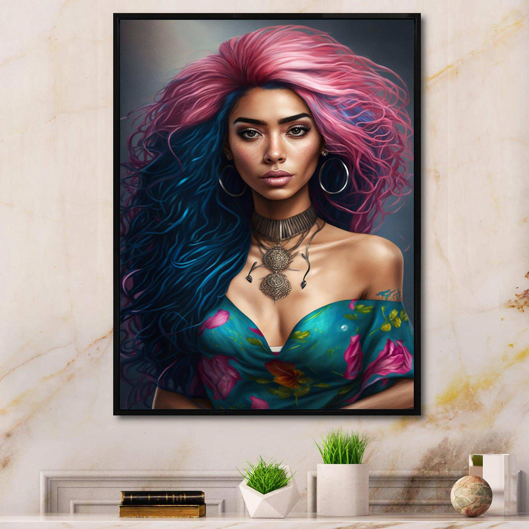 Fashion Indian Woman In Pink And Blue II