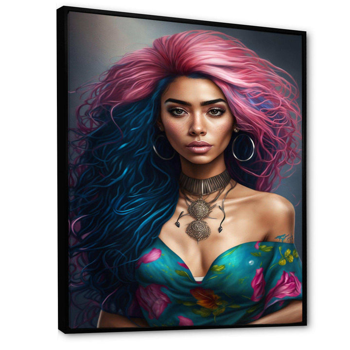 Fashion Indian Woman In Pink And Blue II