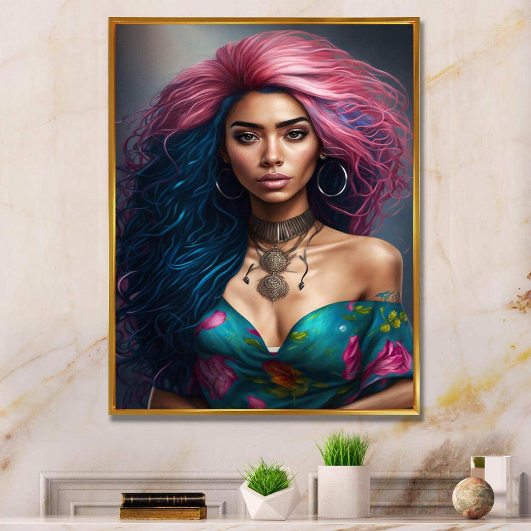Fashion Indian Woman In Pink And Blue II