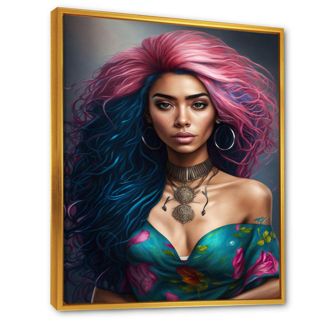 Fashion Indian Woman In Pink And Blue II