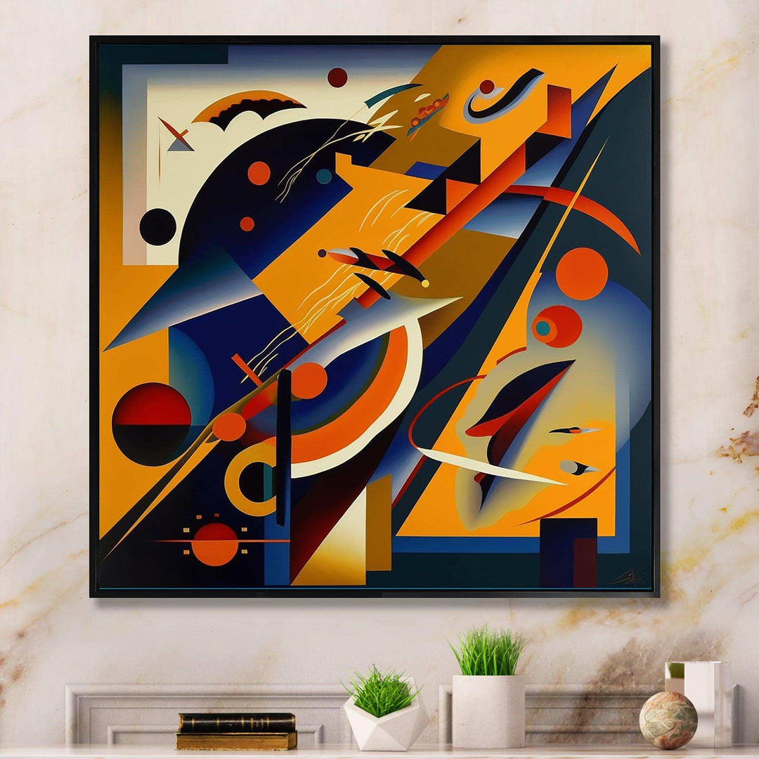 Multicolor Geometric Orange Shapes IV - Modern Living Room Wall Decor