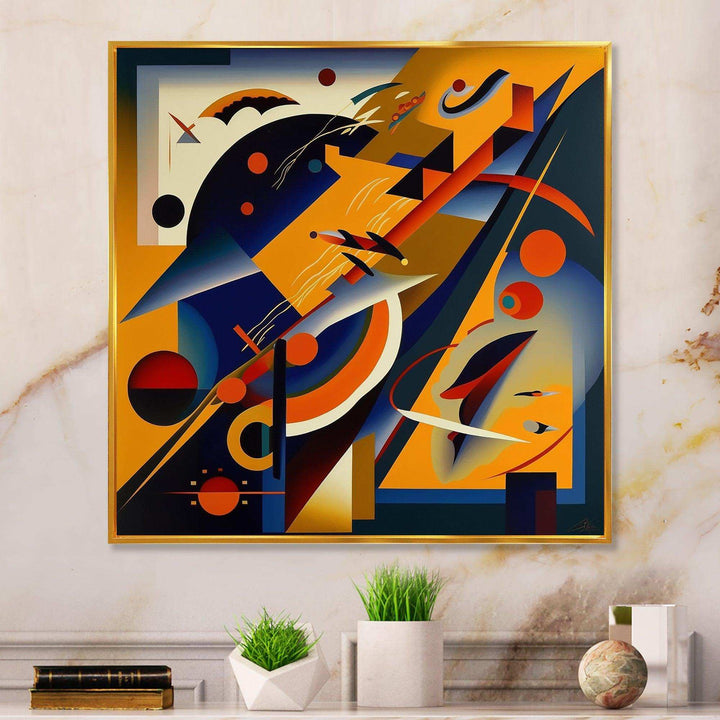 Multicolor Geometric Orange Shapes IV - Modern Living Room Wall Decor