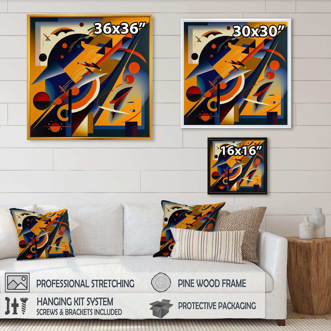 Multicolor Geometric Orange Shapes IV - Modern Living Room Wall Decor