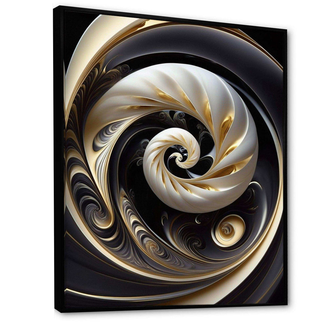 Gold Black And White Stained Glass V - Modern Bedroom Wall Art