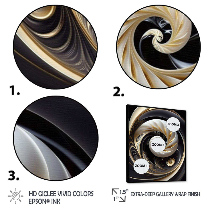 Gold Black And White Stained Glass V - Modern Bedroom Wall Art