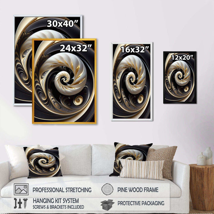 Gold Black And White Stained Glass V - Modern Bedroom Wall Art