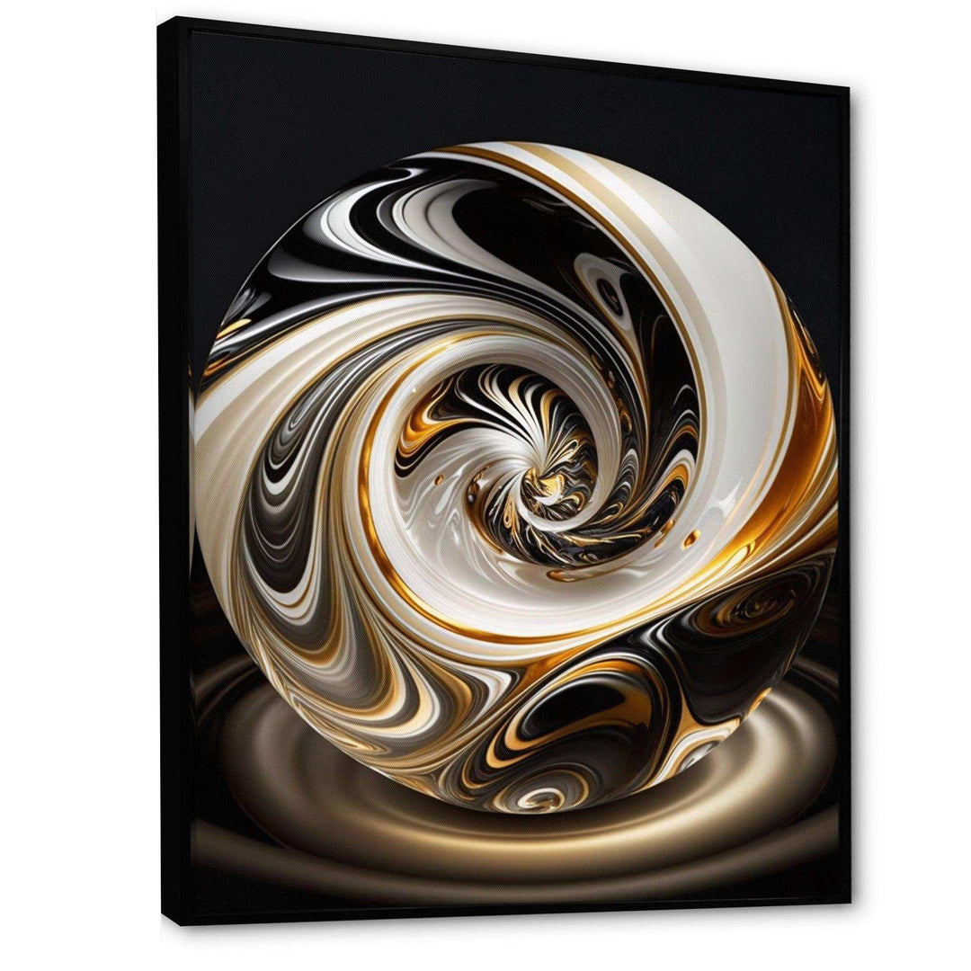Gold And Black Stained Glass Spiral II - Modern Bedroom Wall Art