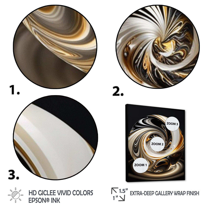 Gold And Black Stained Glass Spiral II - Modern Bedroom Wall Art