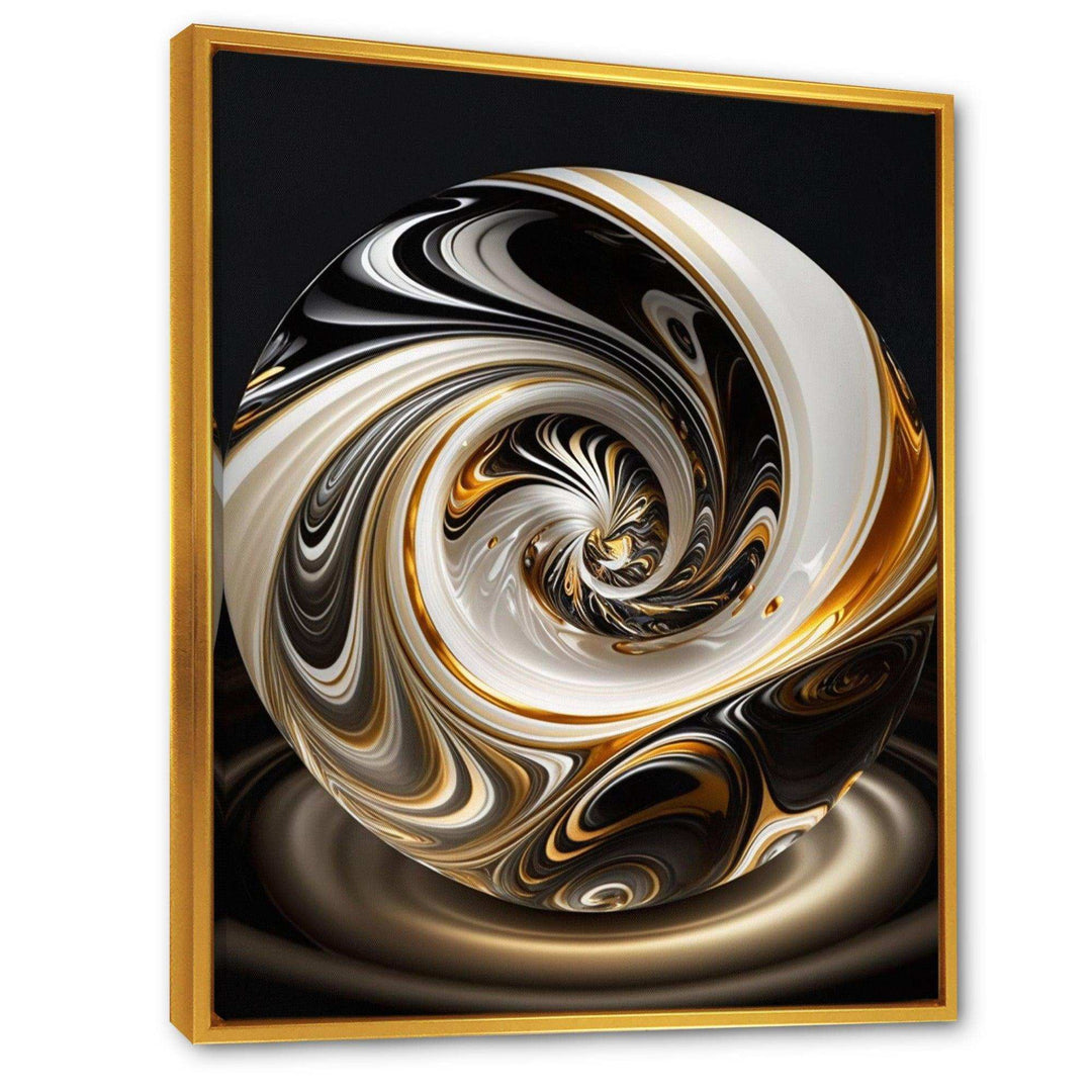 Gold And Black Stained Glass Spiral II - Modern Bedroom Wall Art
