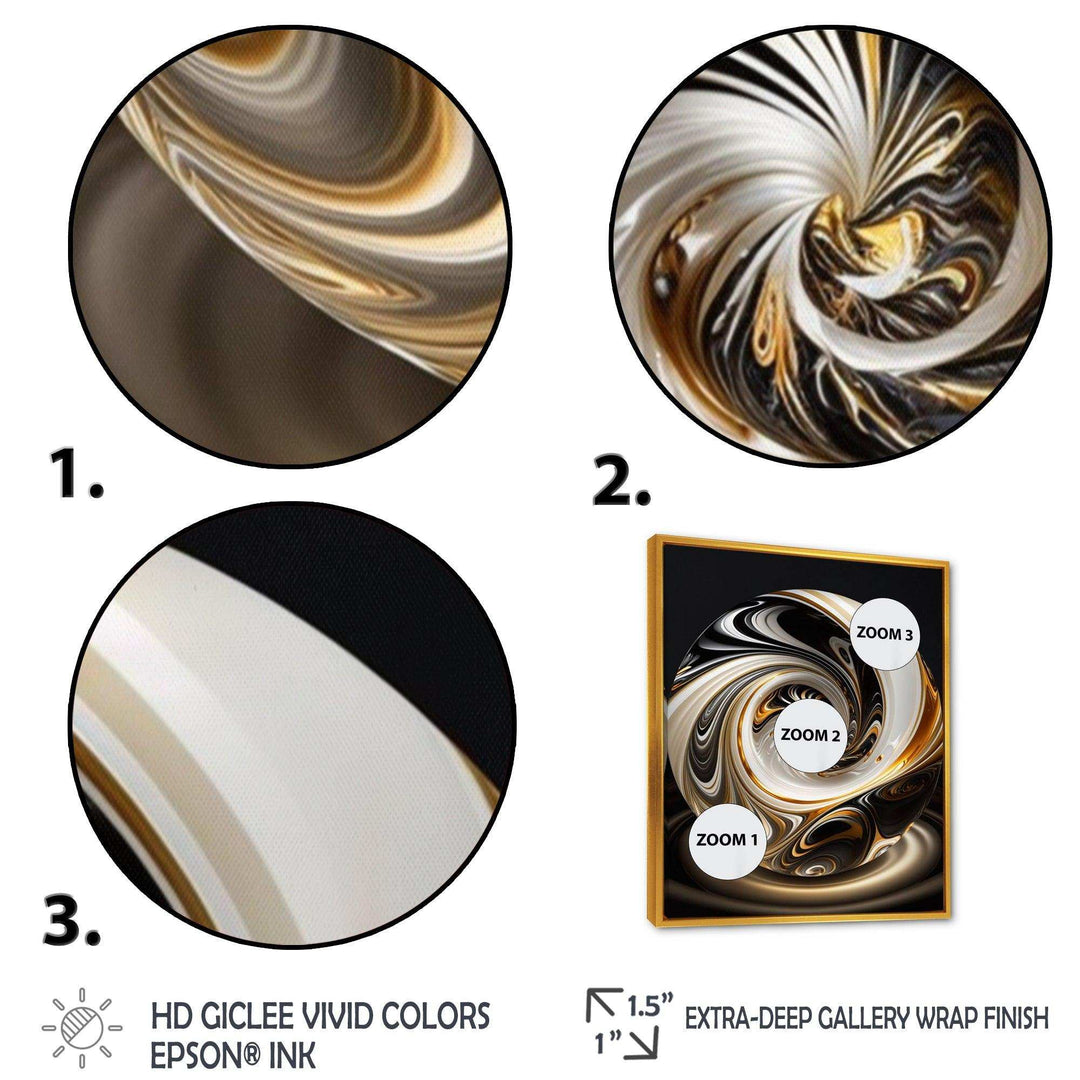 Gold And Black Stained Glass Spiral II - Modern Bedroom Wall Art