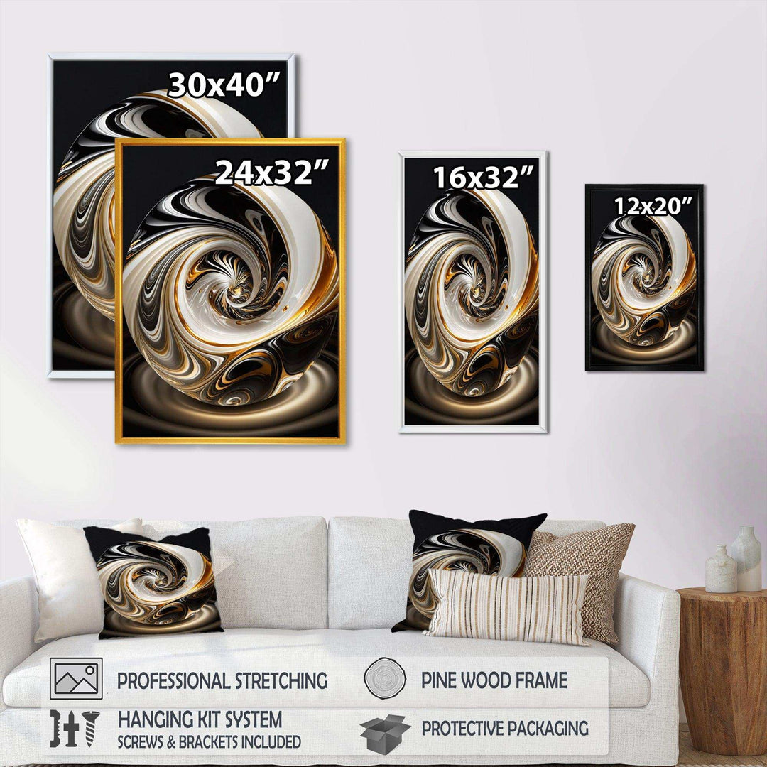 Gold And Black Stained Glass Spiral II - Modern Bedroom Wall Art