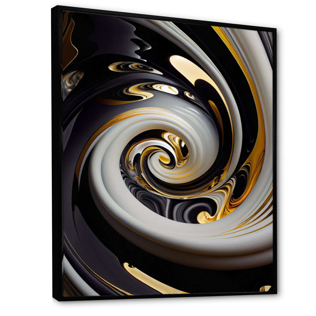 Gold And Black Stained Glass Spiral III - Modern Wall Art Prints
