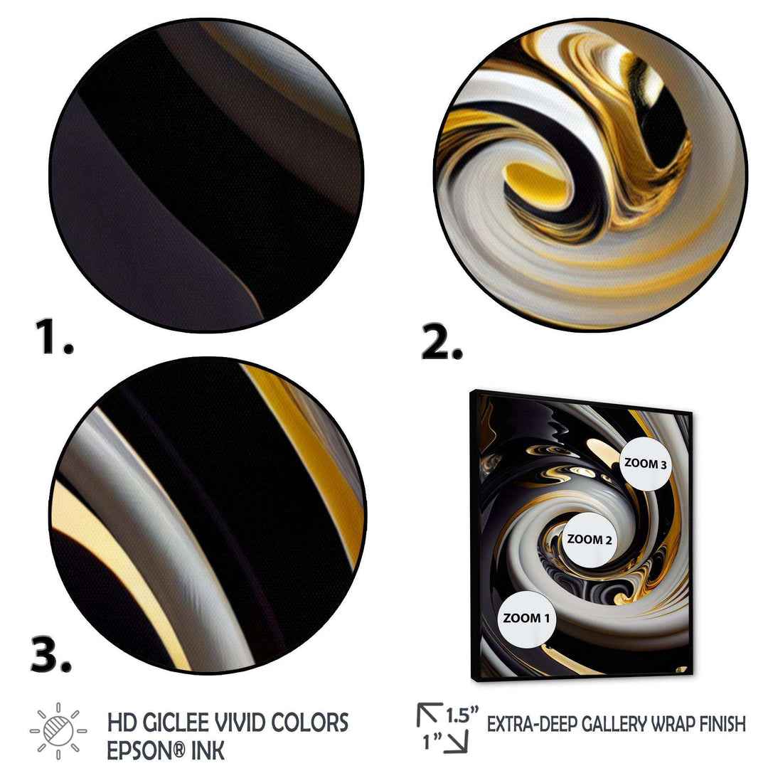 Gold And Black Stained Glass Spiral III - Modern Wall Art Prints