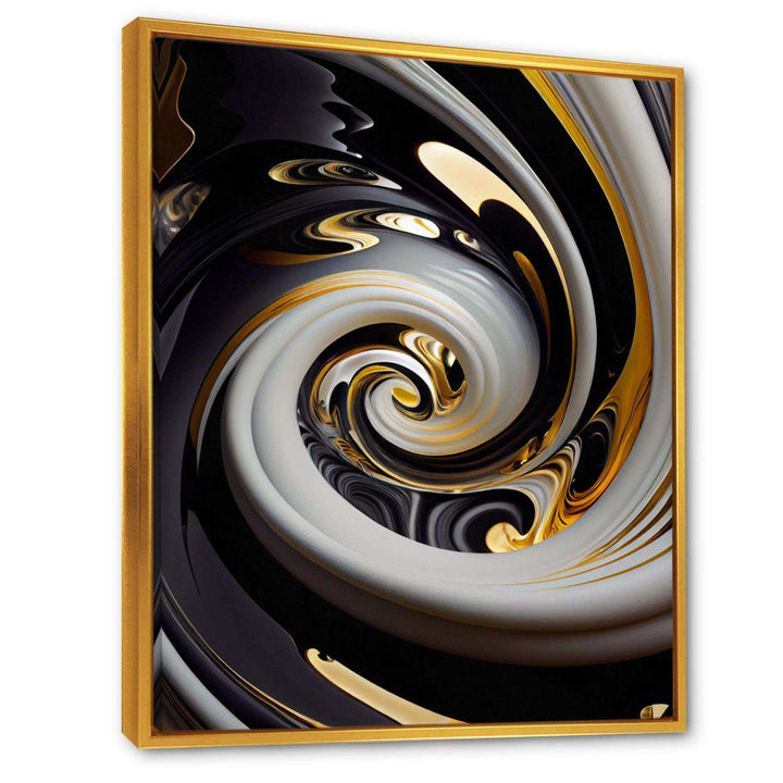 Gold And Black Stained Glass Spiral III - Modern Wall Art Prints