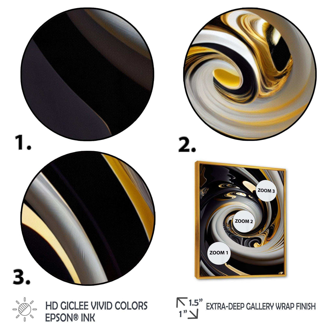 Gold And Black Stained Glass Spiral III - Modern Wall Art Prints