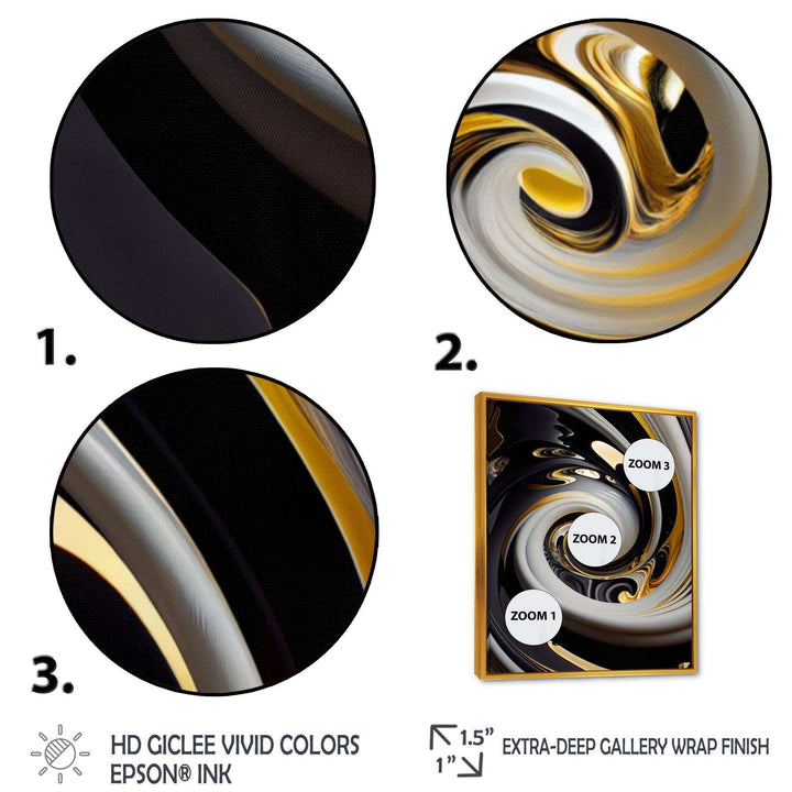 Gold And Black Stained Glass Spiral III - Modern Wall Art Prints