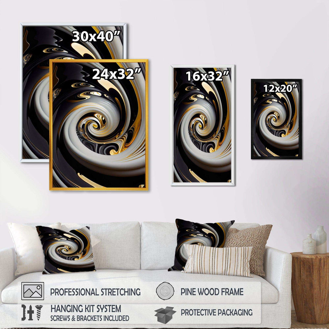 Gold And Black Stained Glass Spiral III - Modern Wall Art Prints