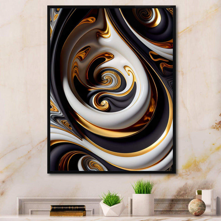 Gold And Black Stained Glass Spiral IV - Modern Canvas Wall Art