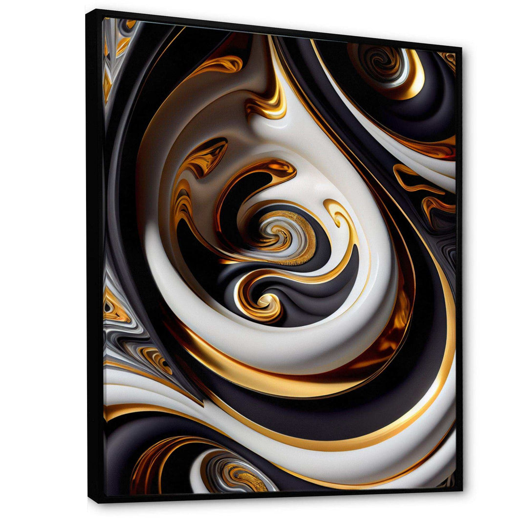 Gold And Black Stained Glass Spiral IV - Modern Canvas Wall Art