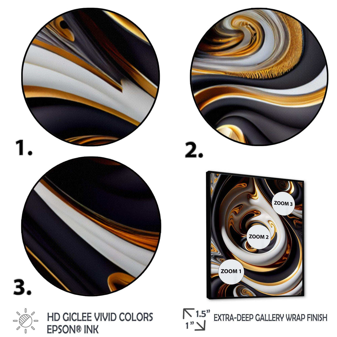 Gold And Black Stained Glass Spiral IV - Modern Canvas Wall Art