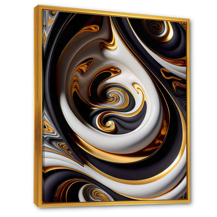 Gold And Black Stained Glass Spiral IV - Modern Canvas Wall Art