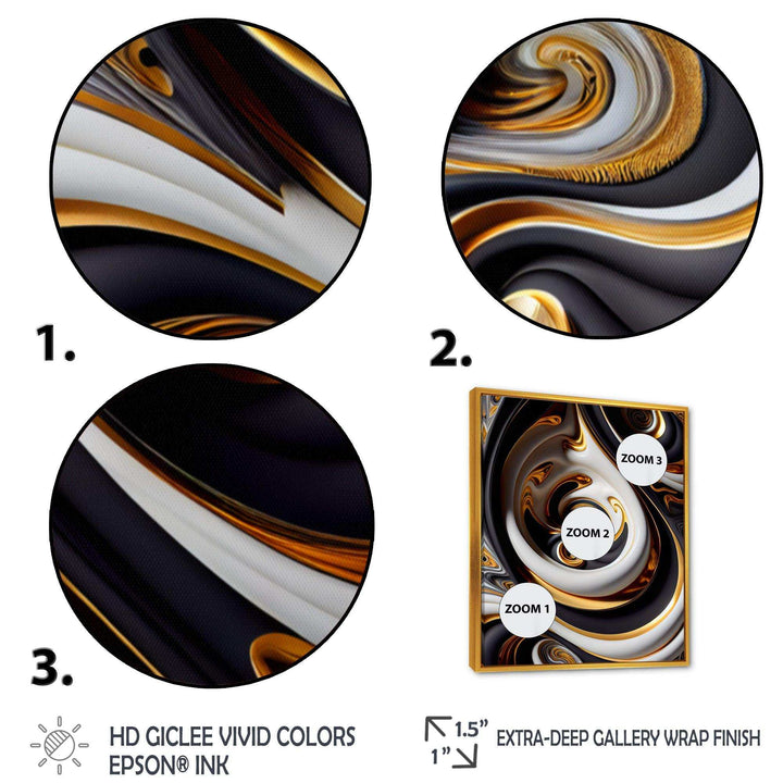 Gold And Black Stained Glass Spiral IV - Modern Canvas Wall Art