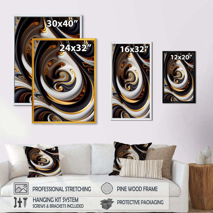 Gold And Black Stained Glass Spiral IV - Modern Canvas Wall Art