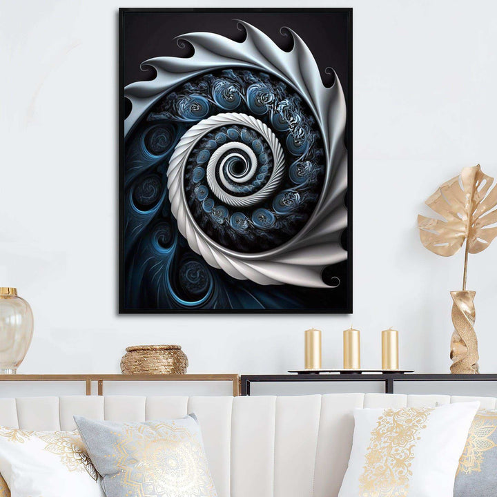 Blue And White Stained Liquid Glass II - Modern Canvas Wall Art