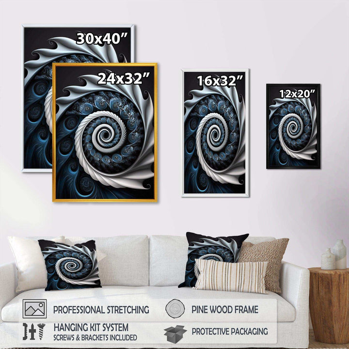 Blue And White Stained Liquid Glass II - Modern Canvas Wall Art