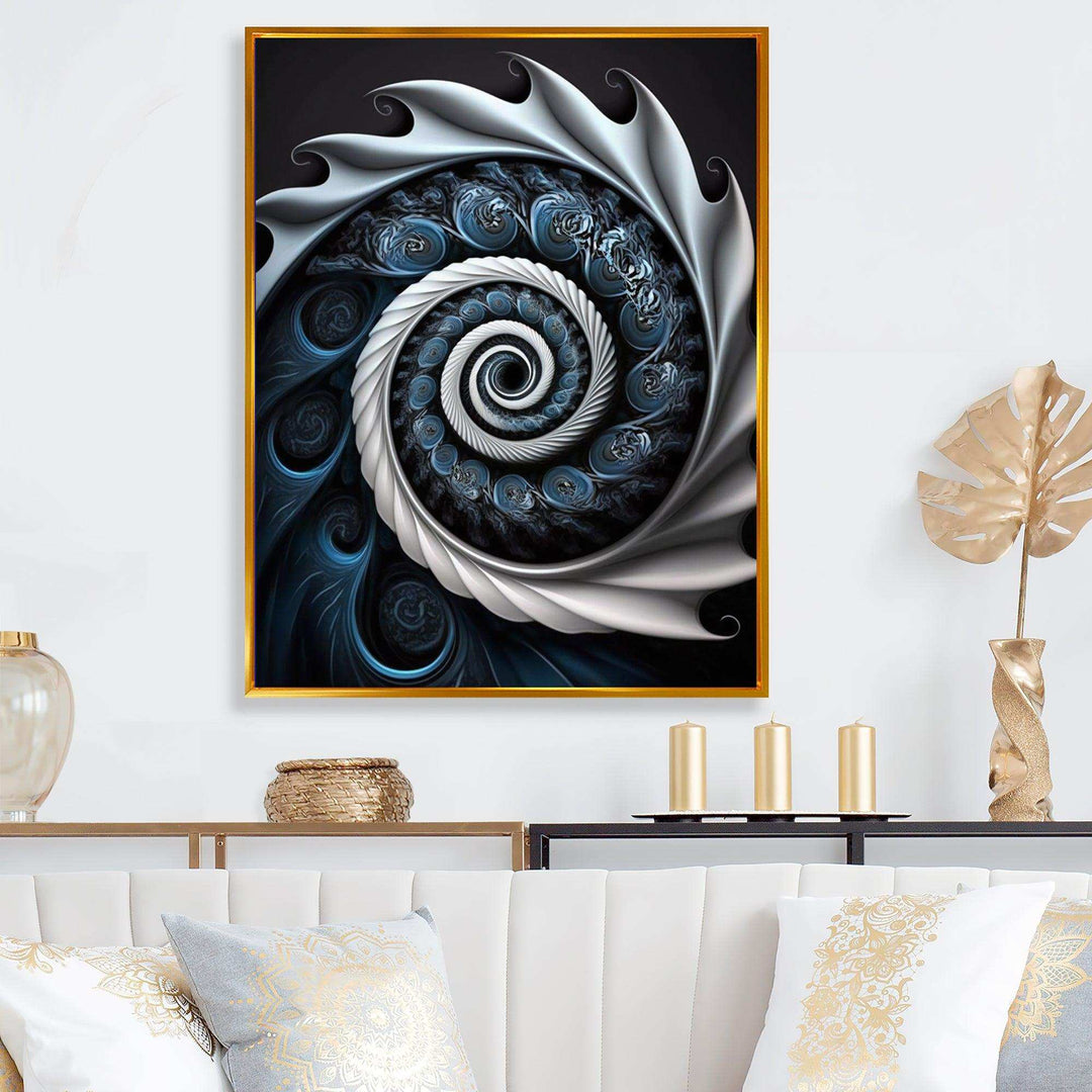 Blue And White Stained Liquid Glass II - Modern Canvas Wall Art