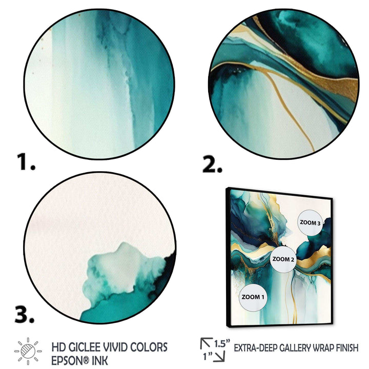 Teal And Gold Abstract Expression I - Modern Living Room Wall Decor