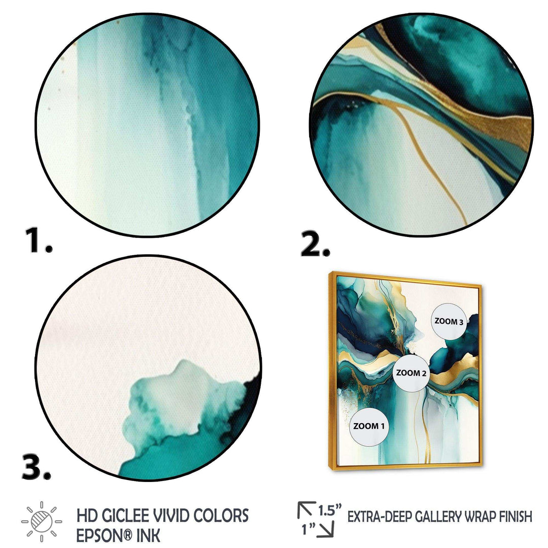 Teal And Gold Abstract Expression I - Modern Living Room Wall Decor