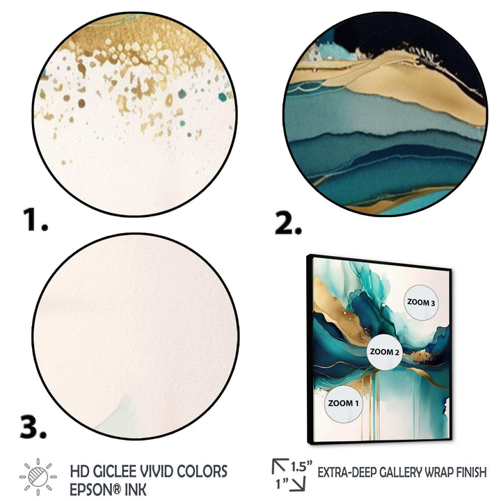 Teal And Gold Abstract Expression II - Modern Bedroom Wall Art