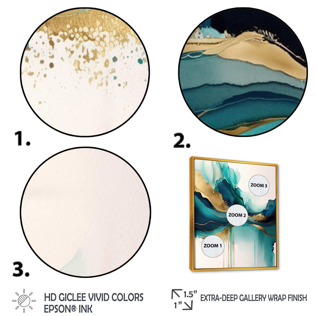 Teal And Gold Abstract Expression II - Modern Bedroom Wall Art