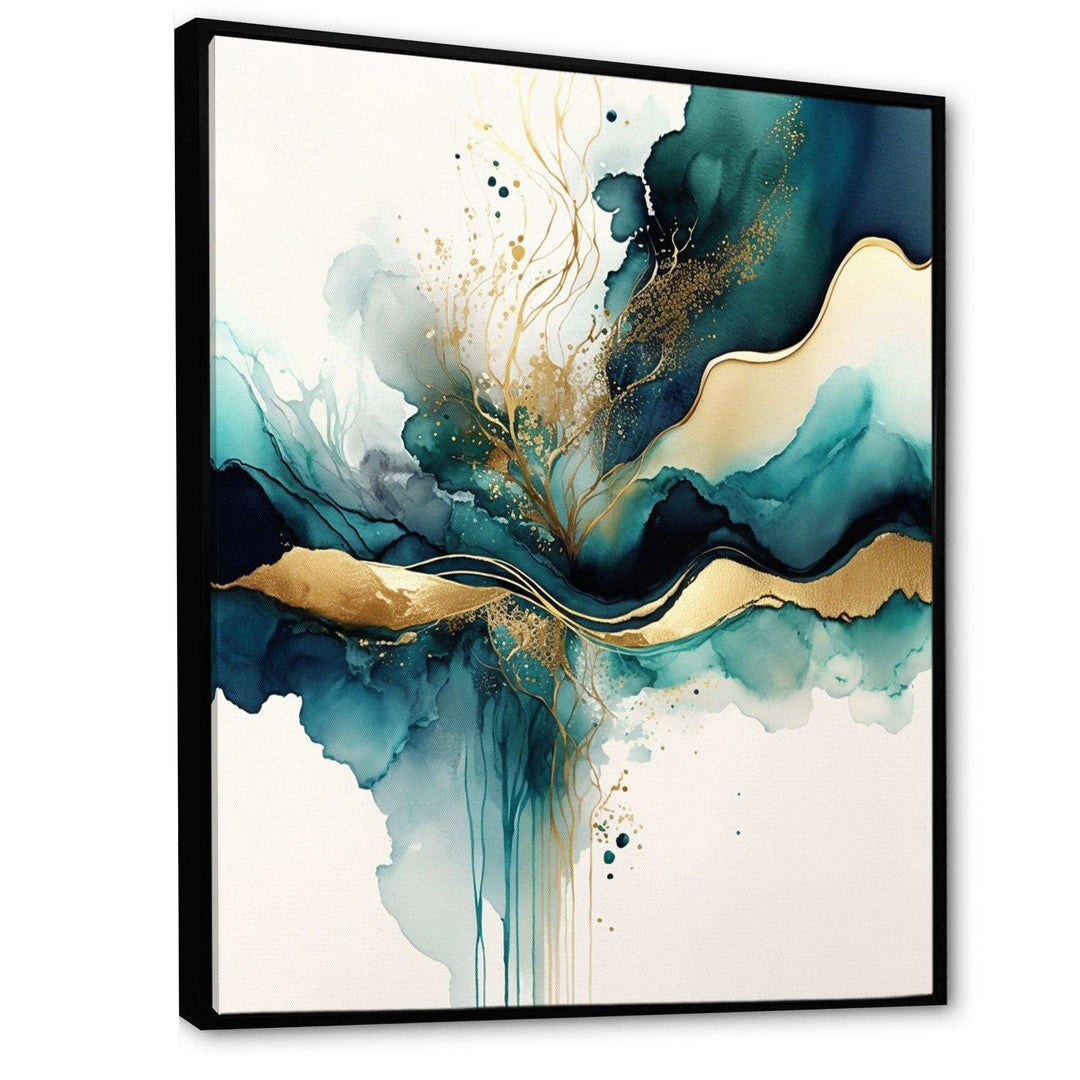 Teal And Gold Abstract Expression III - Modern Wall Art Prints