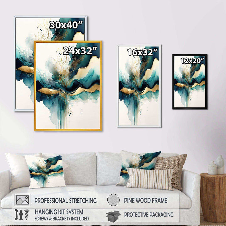 Teal And Gold Abstract Expression III - Modern Wall Art Prints
