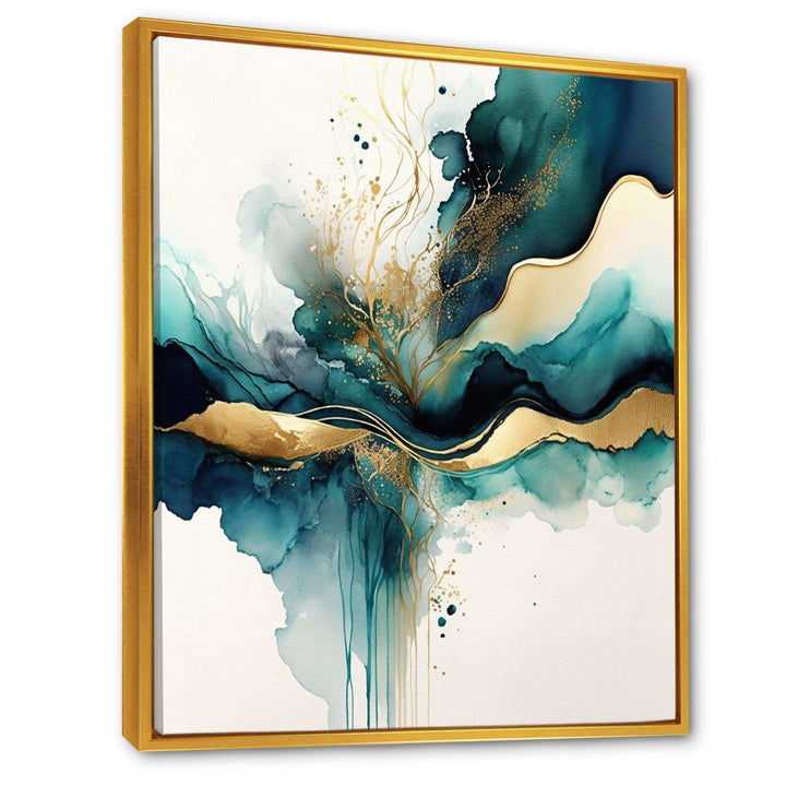 Teal And Gold Abstract Expression III - Modern Wall Art Prints