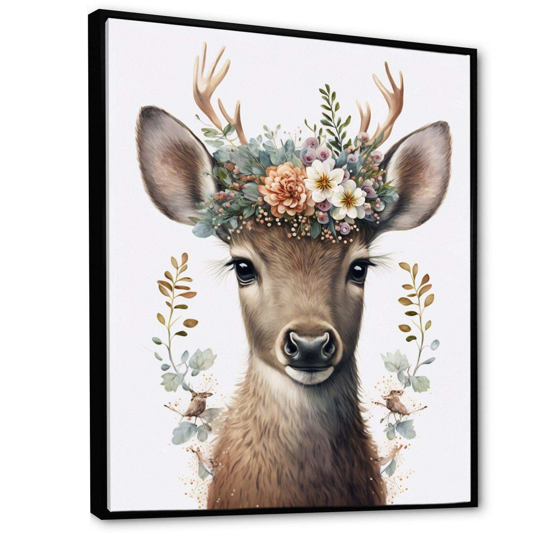 Cute Baby Caribou With Floral Crown I